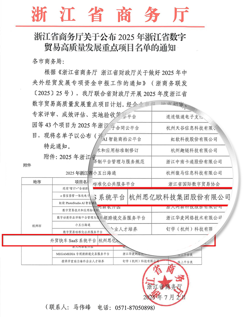 浙江省数字贸易高质量发展重点项目